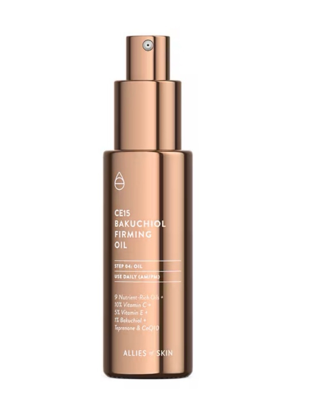 Allies of Skin Bakuchiol Firming Oil - Rose Gold Bottle